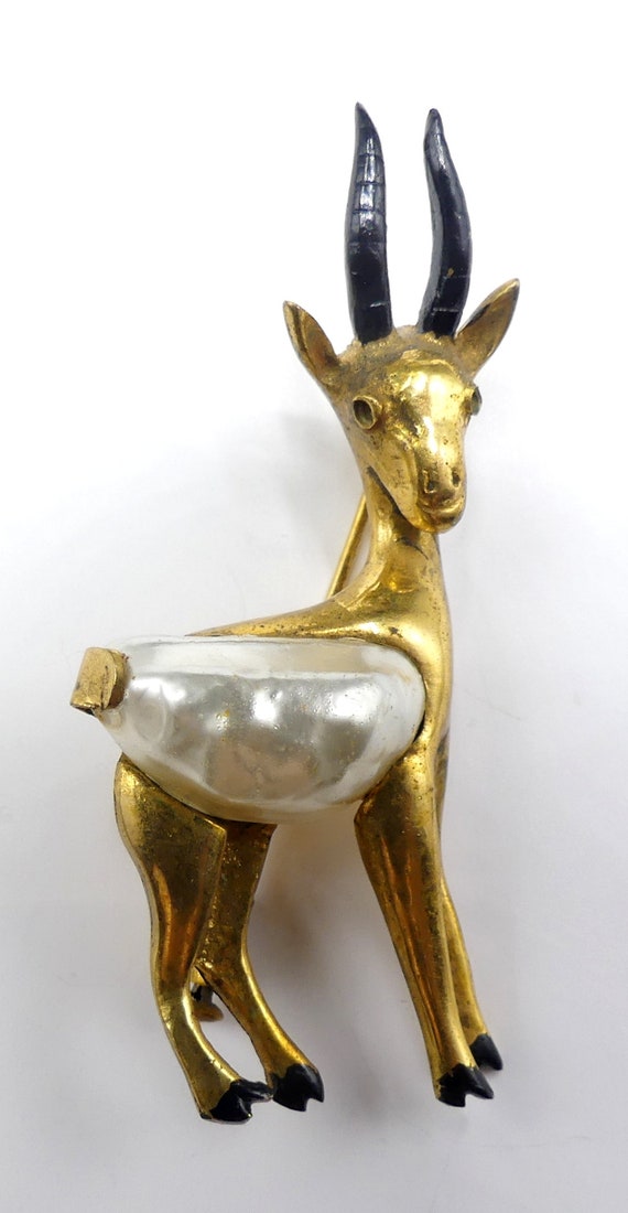 Vintage 30’s rare gold gilt Art Deco antelope scat