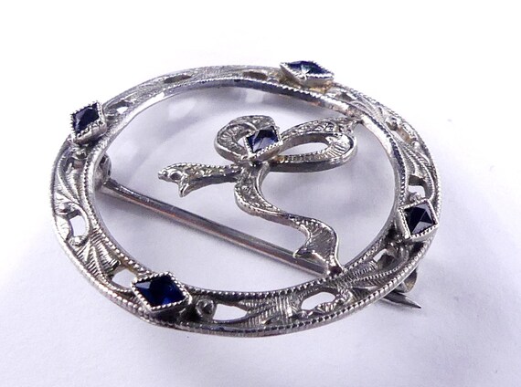 Antique Art Deco marked 14k white gold filigree &… - image 3