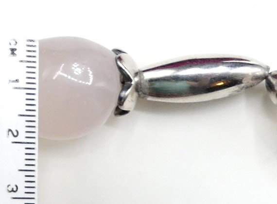 Vintage sterling silver light rose quartz bracelet - image 10