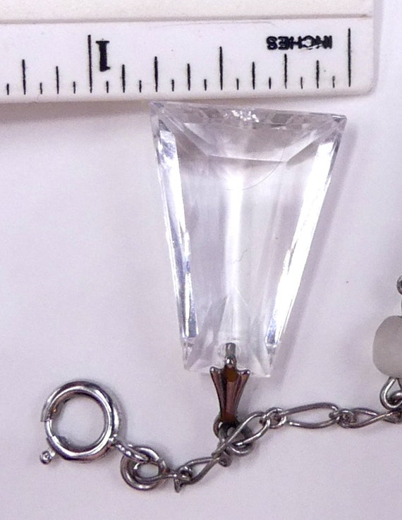 Vintage silver tone faux pearl lucite charms brac… - image 10