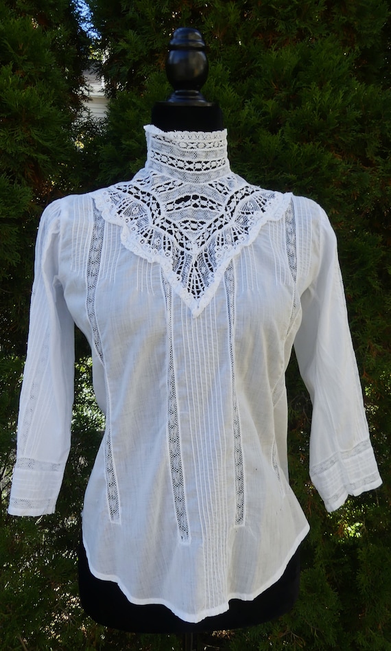 Antique 1910's cotton & lace lady Edwardian long s