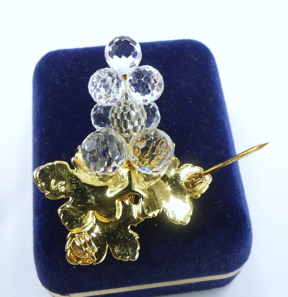 Vintage swan marker swarovski gold tone clear cryst gem