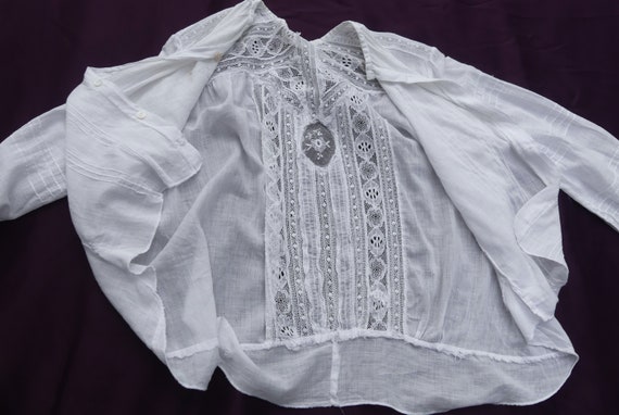 Antique 1910's cotton & lace lady Edwardian long … - image 6