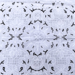 Vintage cut work hand embroidery tablecloth color ecru 94” x 59”