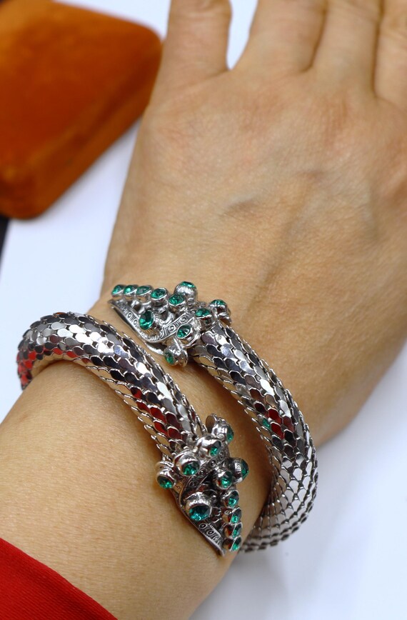 Vintage adjusted able unsigned silver plated & gr… - image 5