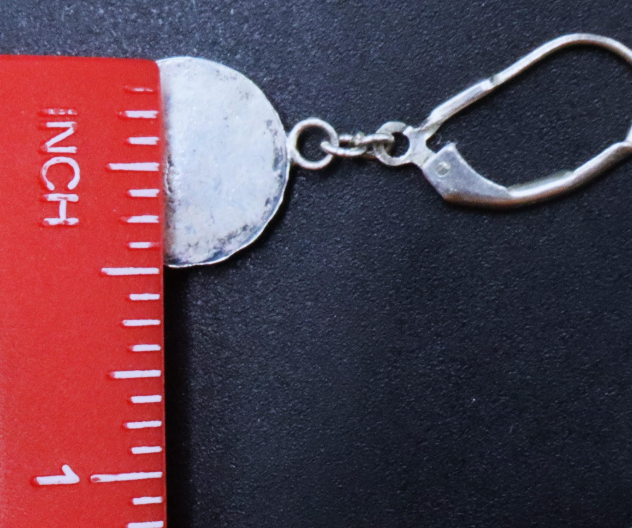 Orecchino a leva con chiusura a goccia in argento sterling 925 e turchese con marchio vintage - Italia