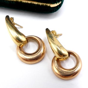 Vintage marked 14k yellow  rose gold drop stud earrings