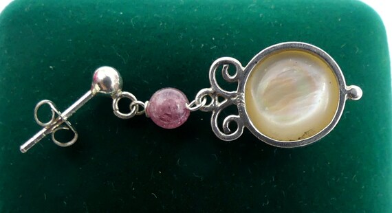 Vintage sterling silver & mabe pearl tourmaline d… - image 7