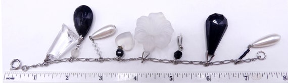 Vintage silver tone faux pearl lucite charms brac… - image 6