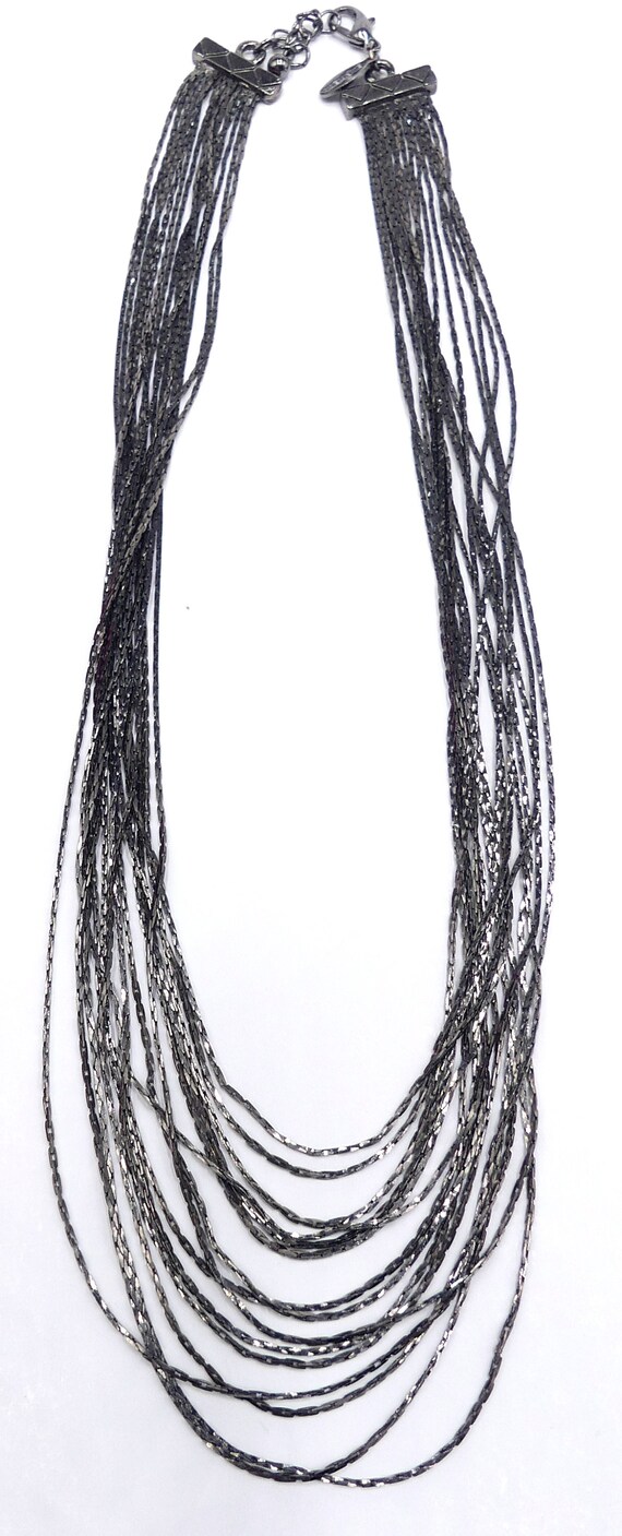 Vintage signed Express 15 multi string dark metal… - image 4