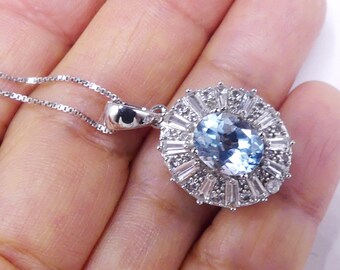 Vintage Marked JZ 925 Sterling Silver & Cz Topaz Pendant