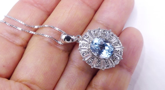 Vintage Marked JZ 925 Sterling Silver & Cz Topaz Pendant Vintage Marked JZ 925 Sterling Silver & Cz Topaz Pendant