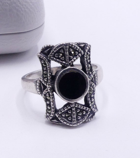 Vintage marked 925 sterling silver marcasite and … - image 1