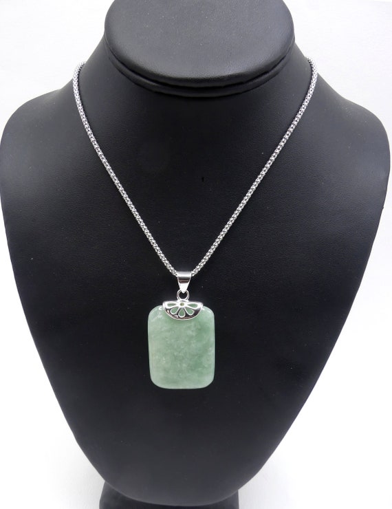 925シルバー グリーンストーン ネックレス ヴィンテージマーク付き 925 スターリングシルバー ヘビーチェーンと
