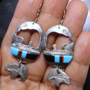 シャボンアメリカンイヤリング Vintage Randy Mahooty Zuni Sterling Silver Native American