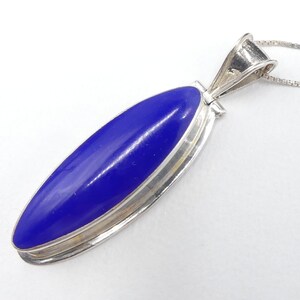 Vintage marked Mexico 925 JRI sterling silver & large heavy blue pendant necklace
