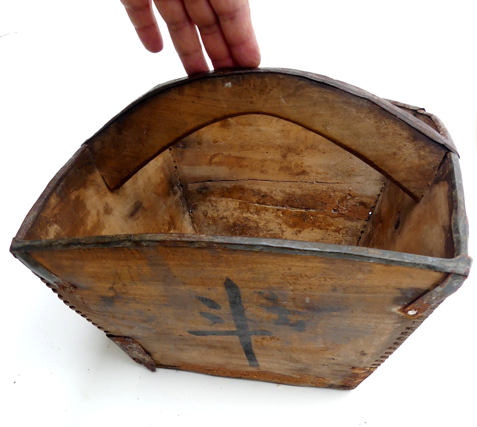 Antique Chinese handmade wooden rice bucket Etsy