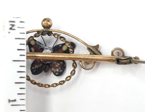 Antique gold filled & butterfly center swirls pin… - image 8