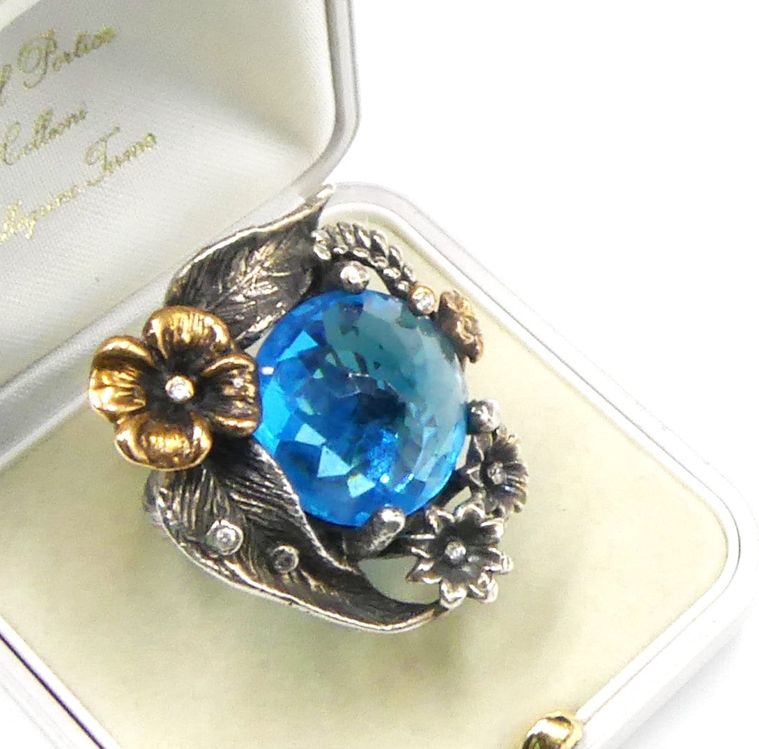 Vintage Marked Bora 925 Sterling Silver W Gold Plated & Lab
