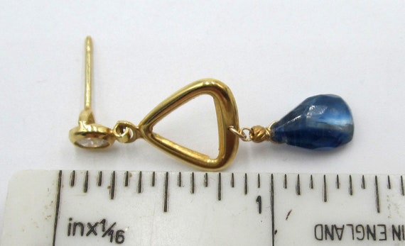 Vintage Italy 18k gold & cz/Iolite drop earrings - image 6