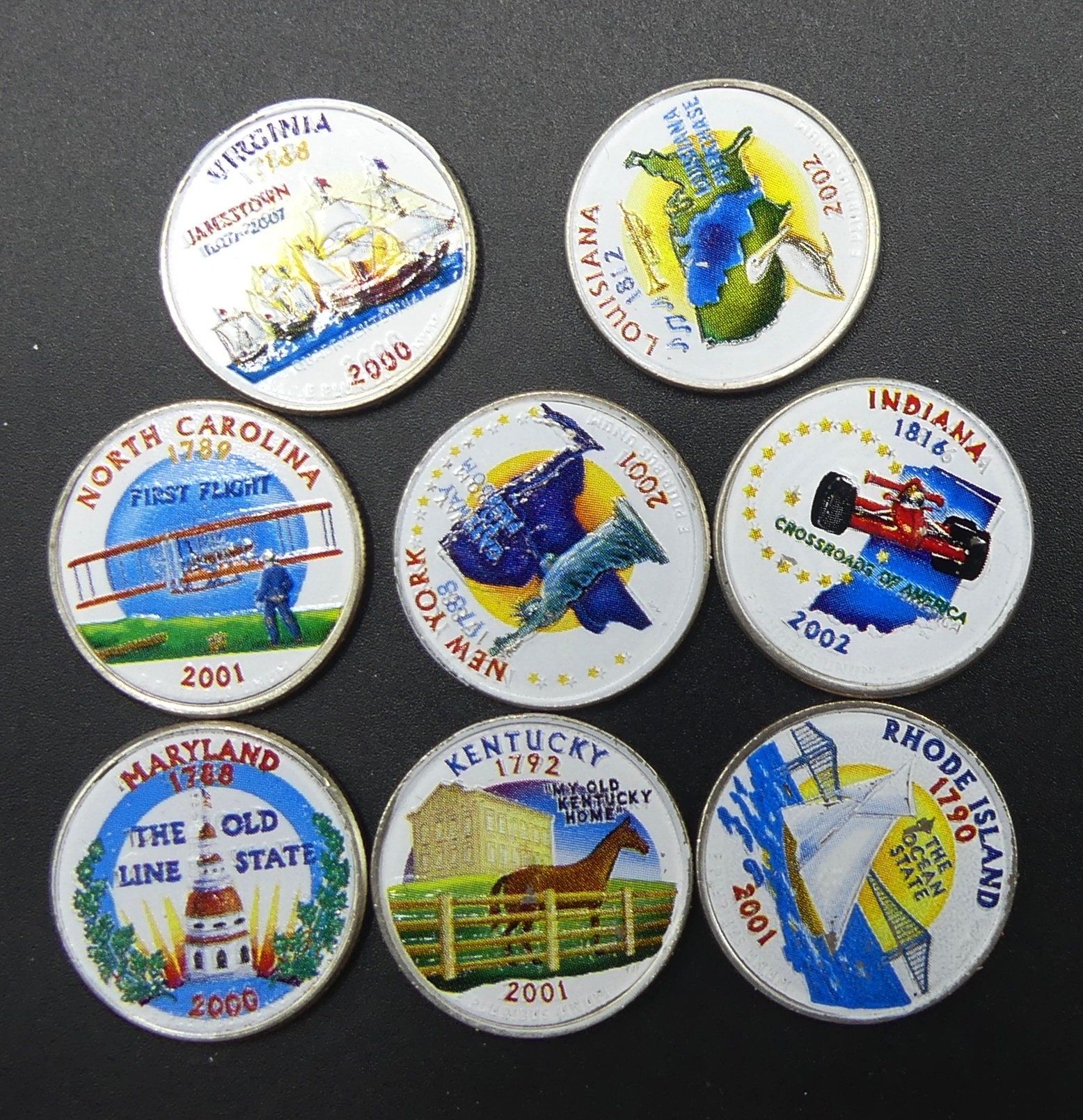 Lot of Vintage 8 Collectible Pieces 2000-2002 State Quarters