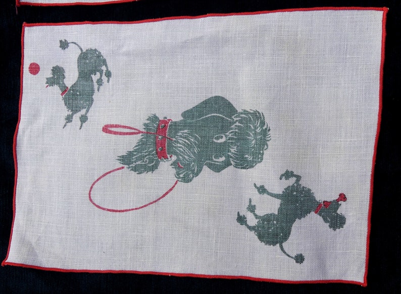 Vintage 3 Pc Linen Dog Pattern Doilies - Etsy