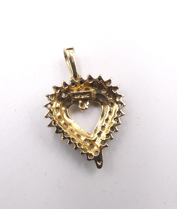 Vintage 14k gold & mini diamonds  heart pendant - image 7