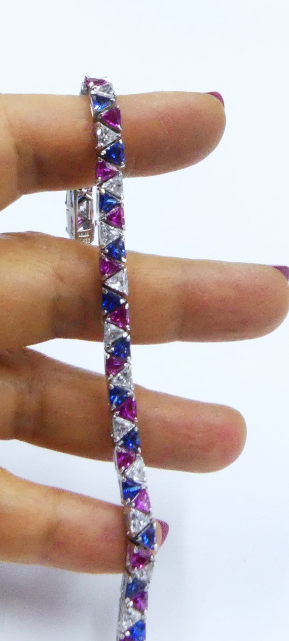 Vintage marked 925 sterling silver & blue fuchsia 