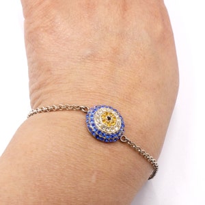 Vintage sterling silver & blue rhinestone bracelet