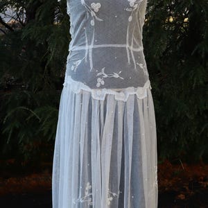 Antique French Tambour Lace Hand Embroidery Flower Sleeveless Dress Color Ecru - Etsy Antique French Tambour Lace Hand Embroidery Flower Sleeveless Dress Color Ecru - Etsy