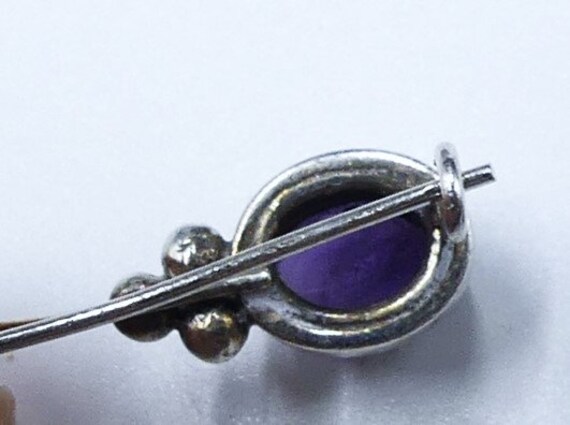 Vintage sterling silver & amethyst cabochon hoop … - image 8