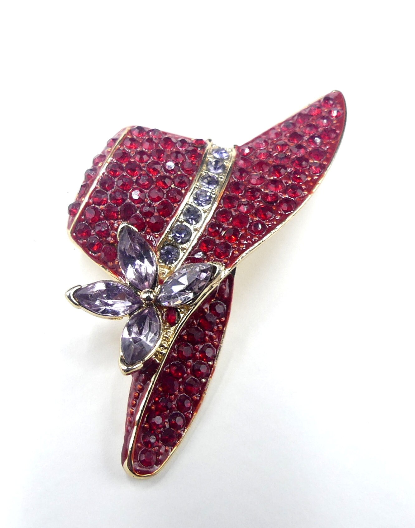 Broche épingle Napier En Cristal Rouge Et Transparent - Finition Ancienne - Neuve Dans Sa Boîte