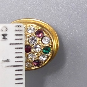 Vintage gold tone & multi color rhinestone locket pendant necklace