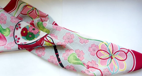 Brand new Japanese 50's hand hemming silk scarf - image 8