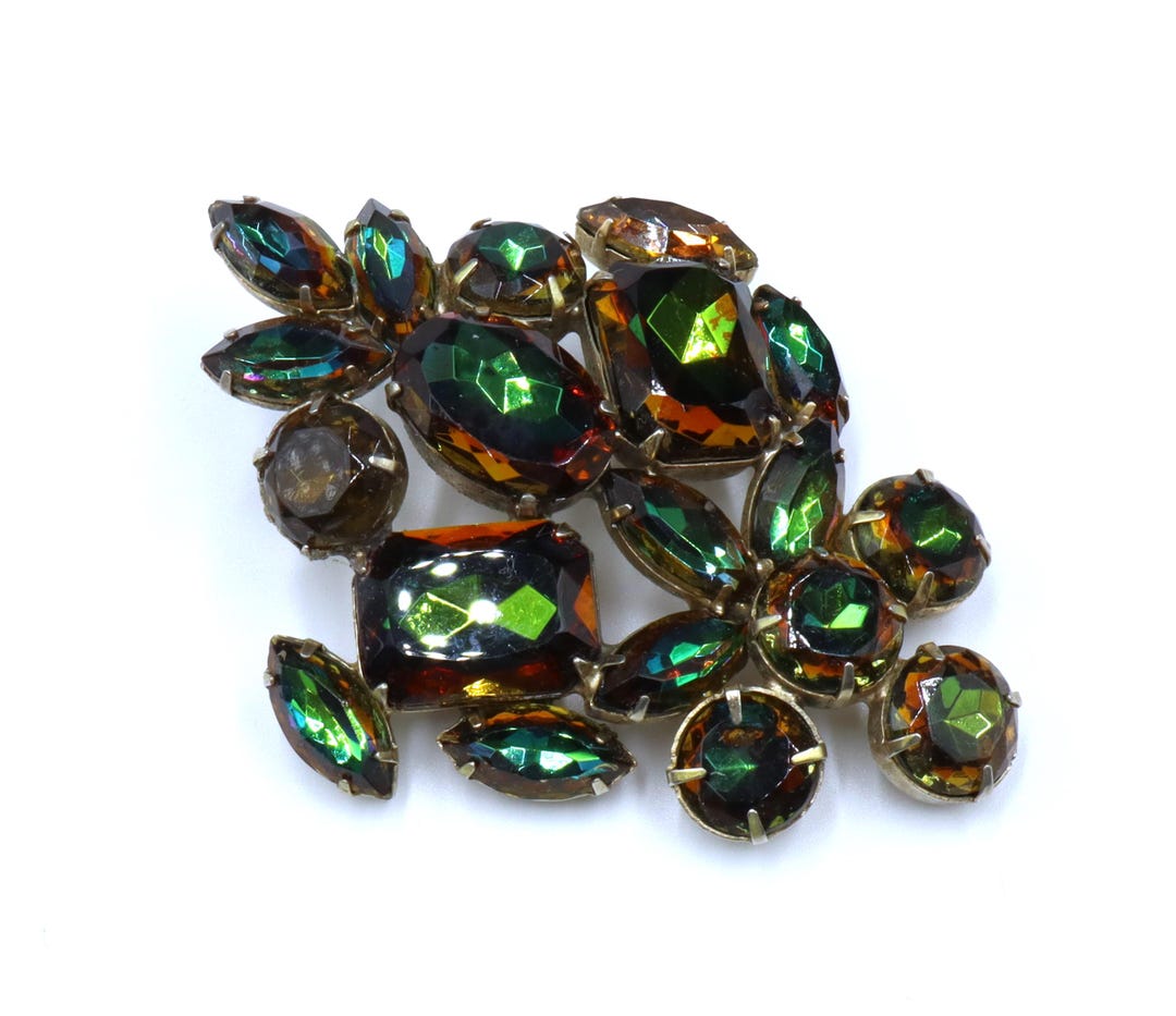 No.0339 ヴィンテージジュリアナ ウォーターメロン＆メタル ブローチ