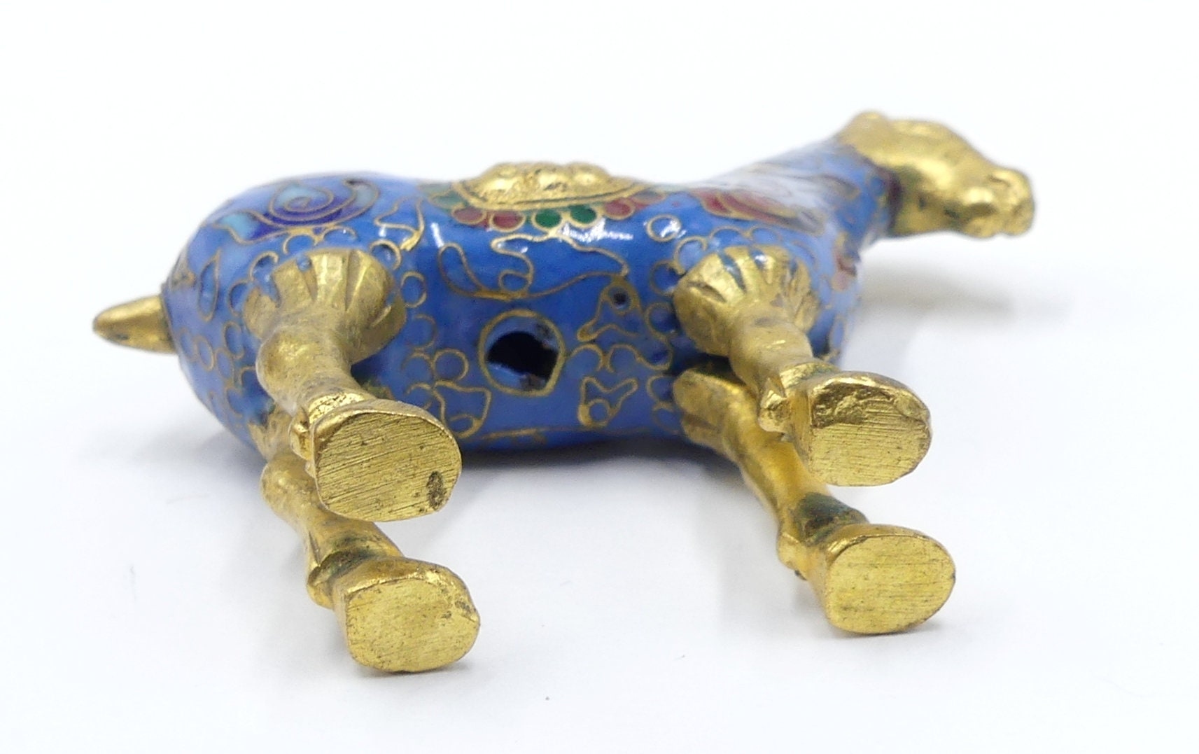 ヴィンテージの中国製七宝焼きの小さな馬、青と金 - Etsy 日本