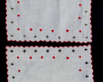 Vintage 4 Baumwoll deckchen bestickt