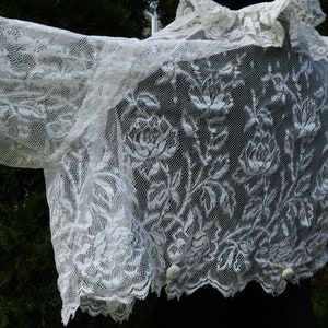 Antique 19th C French lace dress blouse color light ivory image 8