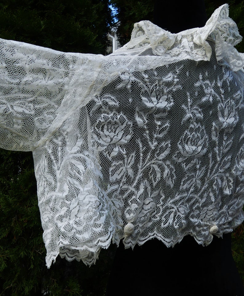 Antique 19th C French lace dress blouse color light ivory image 8