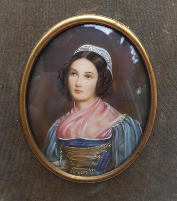 英国アンティーク オーバルアート 絵画 真鍮