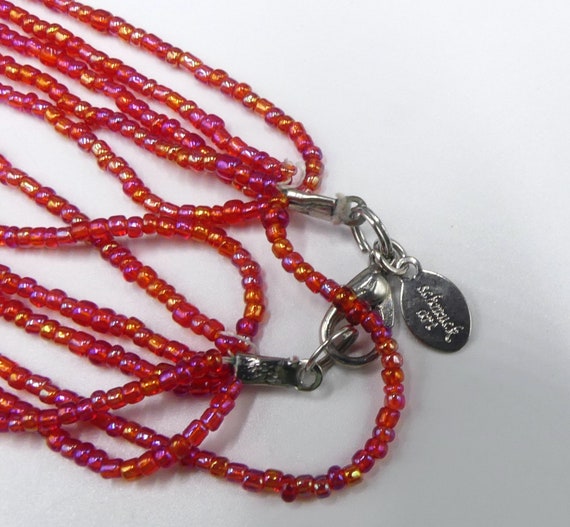 Vintage signed Schmuck multi strings red beads lo… - image 8