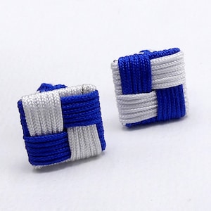 Vintage blue color handmade cotton knot cufflinks
