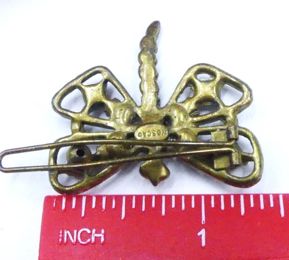Vintage Marked Gerard Yosca Brass Tone W Rhinestone Faux  display picture 3