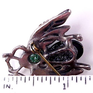 Vintage 30's silver tone & rhinestone bug pin brooch image 5
