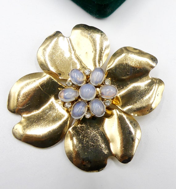 Ancienne Broche En Argent Massif Vermeil Avec Pierres - Occasion - Poinçonnée