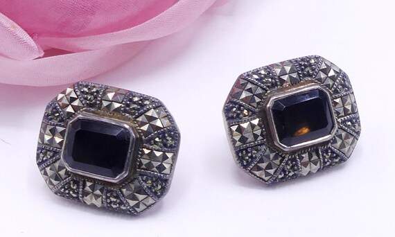 Vintage Judith Jack sterling silver & black onyx … - image 2