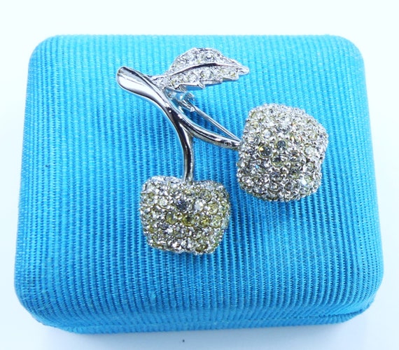 Vintage Signed Nadri Silver Tone Clear Rhinestone Cherry Pin Brooch Etsy Canada