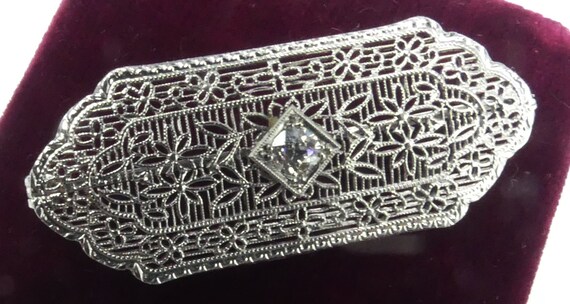 Antique Art Deco masked 10k white gold & diamond … - image 2