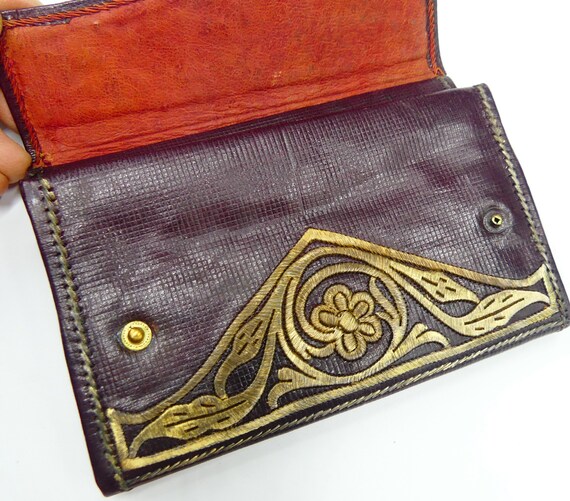 Antique 1910's Moroccan Judaism leather wallet ha… - image 9