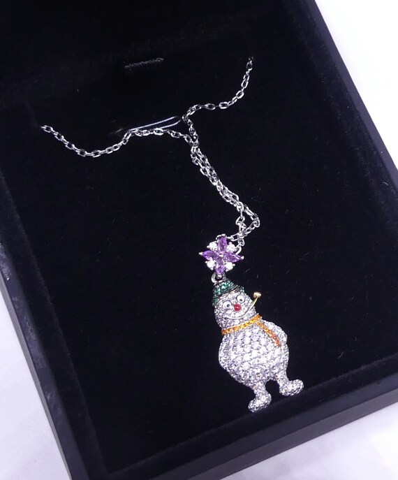 Vintage Jeulia 925 Sterling Silver Cz Bird Pendant Necklace W